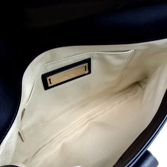 JIMMY CHOO EUC Authentic Leather Clutch Bag Slide Bar Closure - Picture 4 of 8